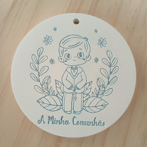 Peça em pó cerâmico a minha comunhão menino azul