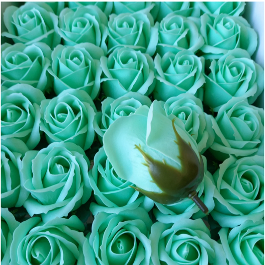 Rosas de sabão perfumadas 5*6,5cm aprox cor verde água