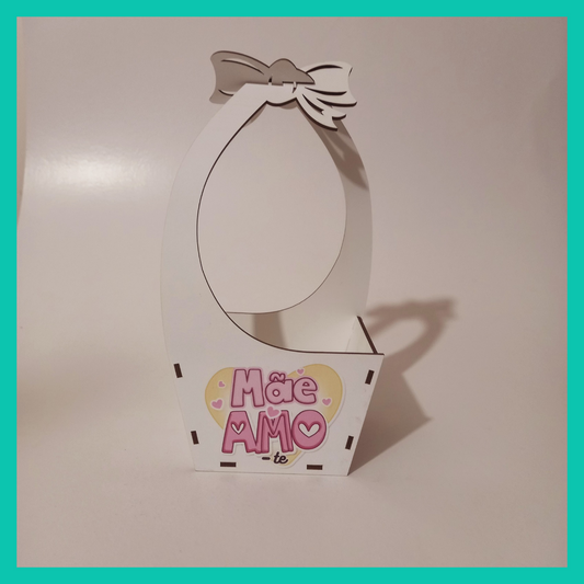 Cesta em mdf branca Mãe amo-te
