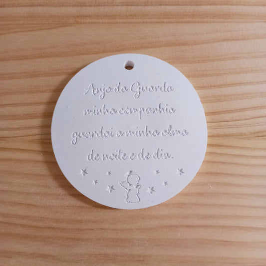 Oração Anjo da guarda em gesso cerâmico perfumado