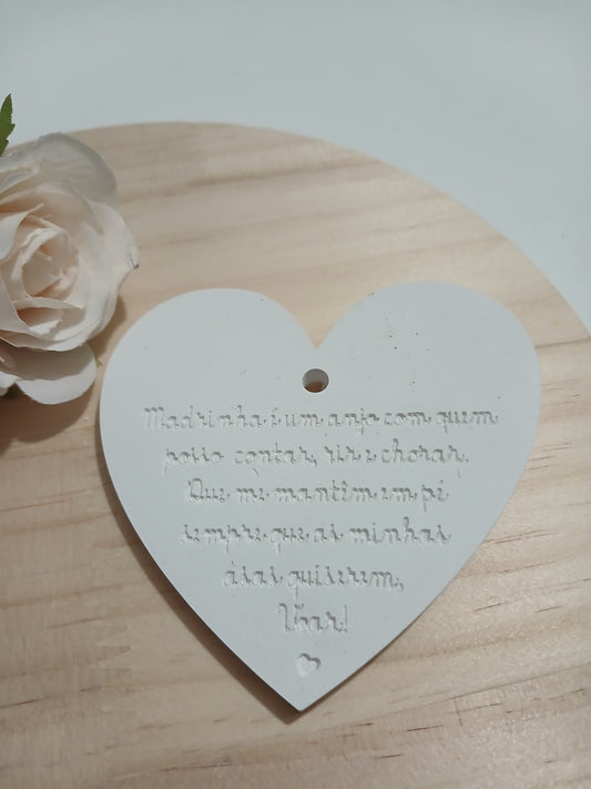 Coração em pó cerâmico para a Madrinha