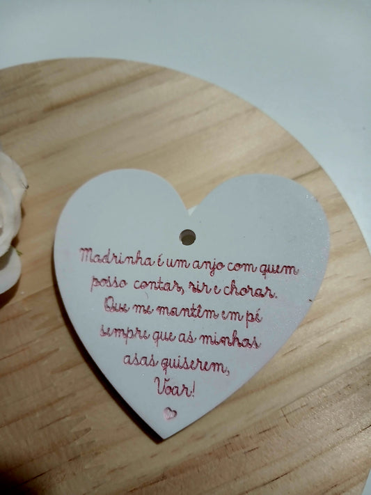 Coração em pó cerâmico para a Madrinha rosa