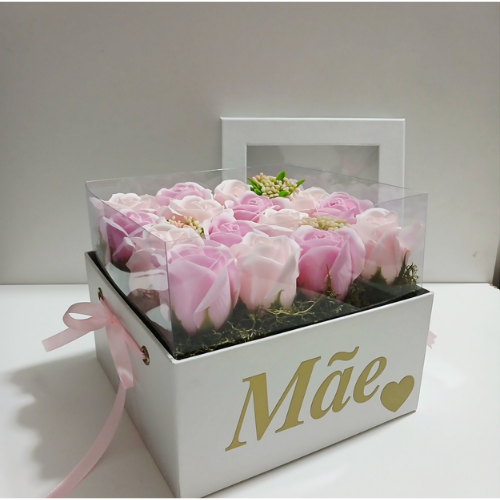 Caixa com rosas de sabão Mãe