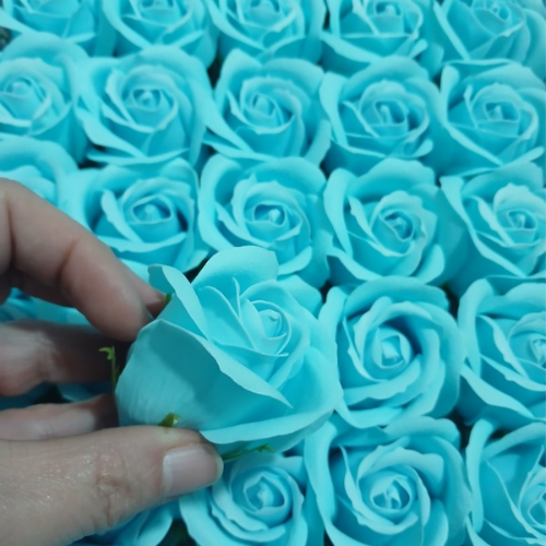 Rosas de sabão perfumadas 5*6,5cm aprox cor azul