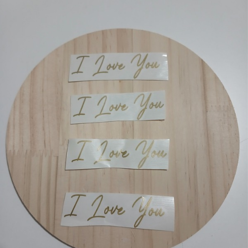 Etiquetas Adoro-te/ I Love you douradas 7,5*2,5 cm aprox