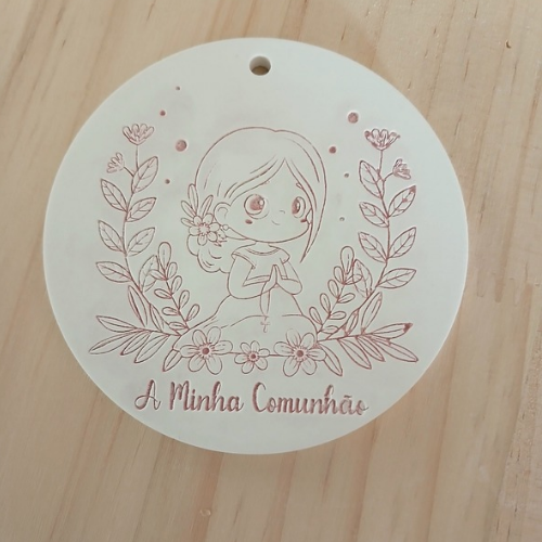 Peça em pó cerâmico a minha comunhão menina rosa