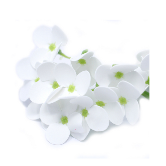 Hortências de sabão cor branca