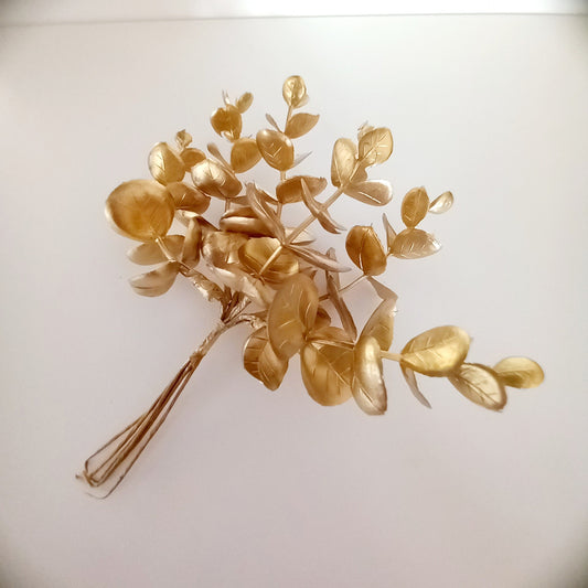 Raminhos de folhas de eucalipto  artificiais decorativas  douradas
