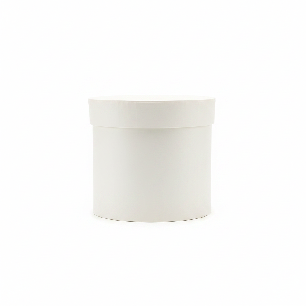 Caixa redonda com fundo branco e iluminação melhorada