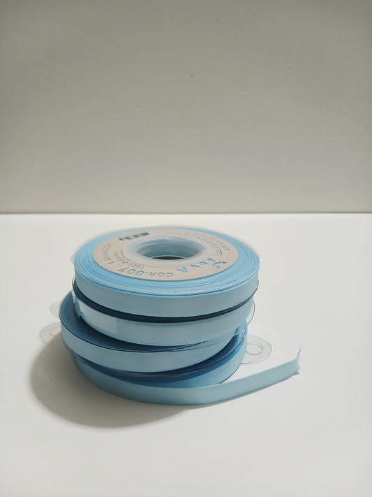 Fita cetim dupla face 1cm*25y cor azul bebé