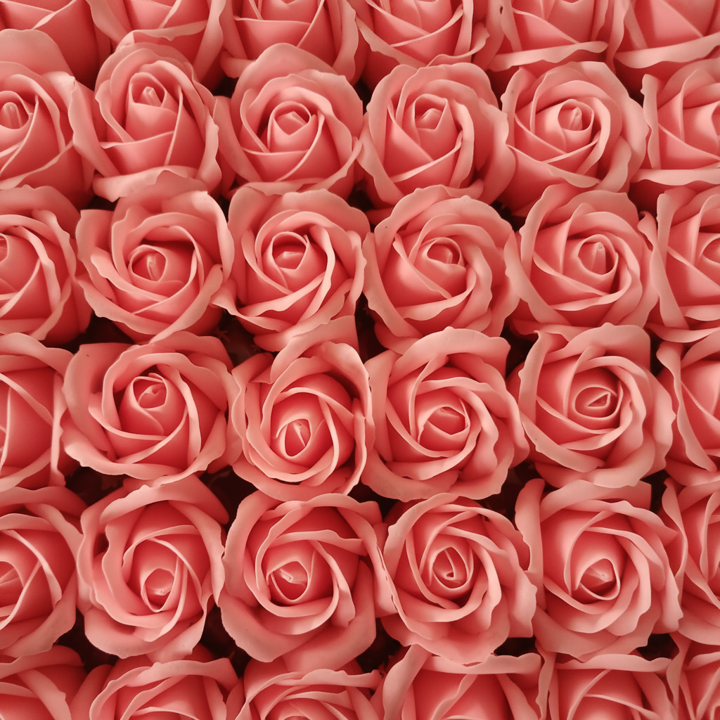 Rosas de sabão salmão em formato quadrado